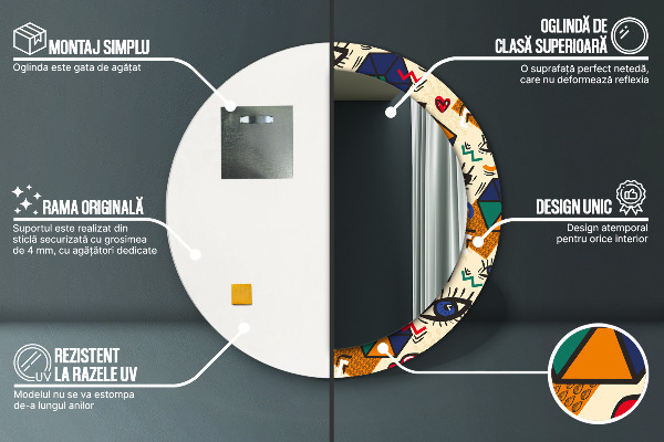 Kulaté dekorační zrcadlo Popový umělecký styl