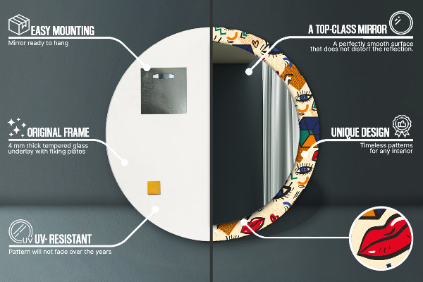 Kulaté dekorační zrcadlo Popový umělecký styl