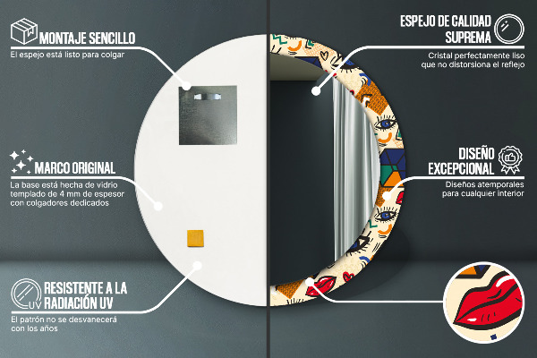 Kulaté dekorační zrcadlo Popový umělecký styl