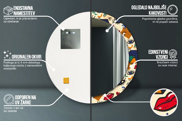 Kulaté dekorační zrcadlo Popový umělecký styl