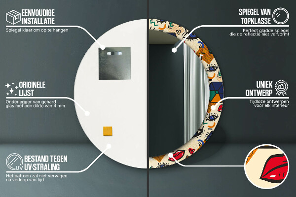 Kulaté dekorační zrcadlo Popový umělecký styl