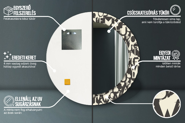 Kulaté dekorační zrcadlo Abstraktní typografie