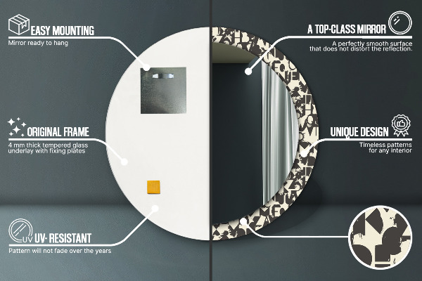 Kulaté dekorační zrcadlo Abstraktní typografie