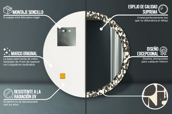 Kulaté dekorační zrcadlo Abstraktní typografie