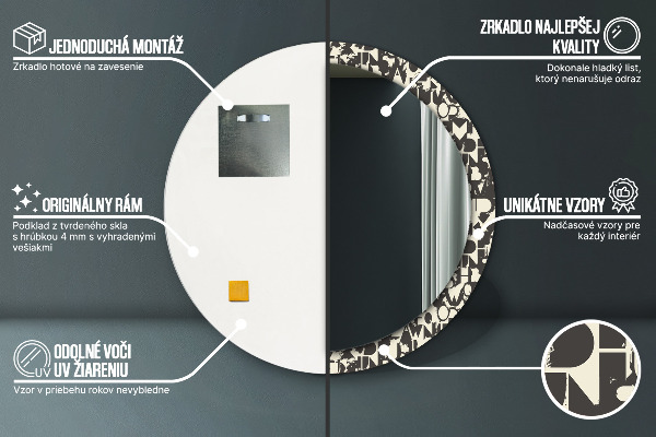 Kulaté dekorační zrcadlo Abstraktní typografie