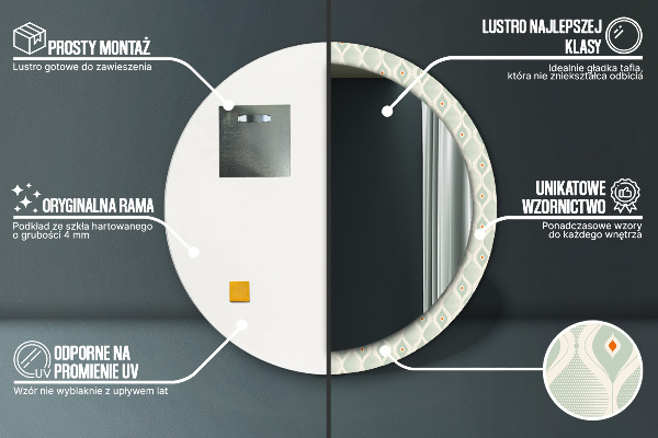 Kulaté dekorační zrcadlo na zeď Lehký vintage vzor