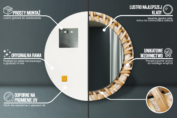 Kulaté zrcadlo s potiskem Přirozený cop