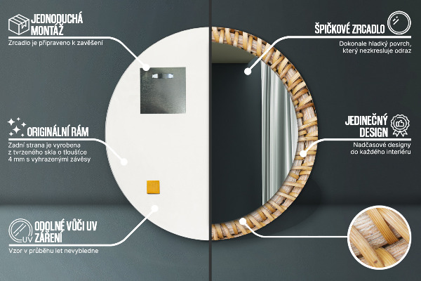 Kulaté zrcadlo s potiskem Přirozený cop