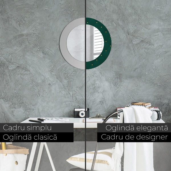 Kulaté zrcadlo s potiskem Zelená luxusní šablona