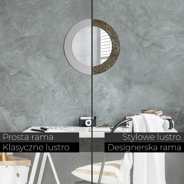 Kulaté zrcadlo rám s potiskem Zlaté ozdoby