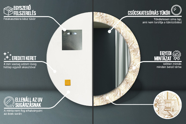 Kulaté dekorační zrcadlo na zeď Art Deco Composition