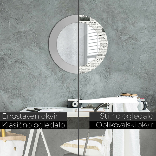 Kulaté dekorační zrcadlo na zeď Vzor z novin