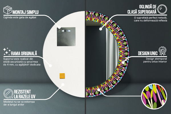 Kulaté dekorační zrcadlo na zeď Psychedelický vzorec mandaly