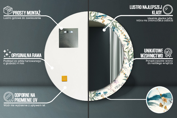 Kulaté dekorační zrcadlo na zeď Akvarely květin