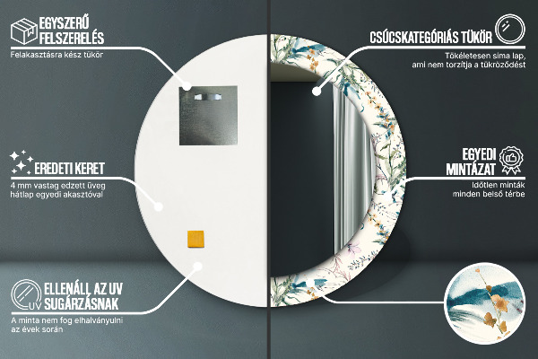 Kulaté dekorační zrcadlo na zeď Akvarely květin