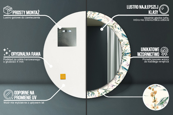 Kulaté dekorační zrcadlo na zeď Akvarely květin