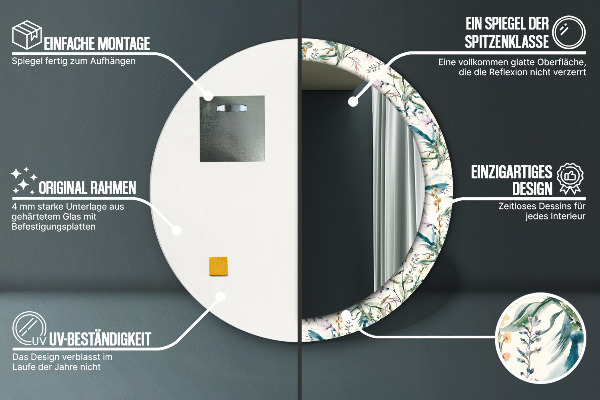 Kulaté dekorační zrcadlo na zeď Akvarely květin