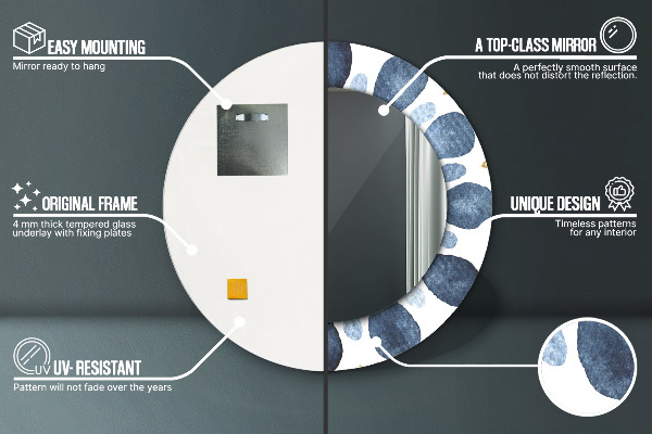 Kulaté zrcadlo rám s potiskem Měsíční mandala