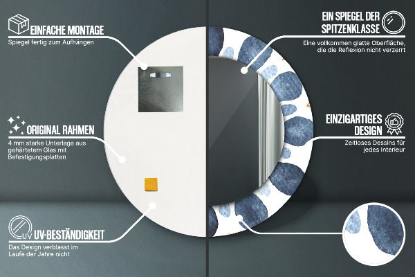 Kulaté zrcadlo rám s potiskem Měsíční mandala