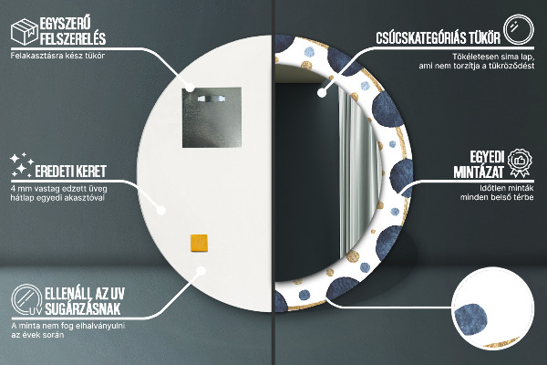 Kulaté zrcadlo rám s potiskem Měsíční mandala