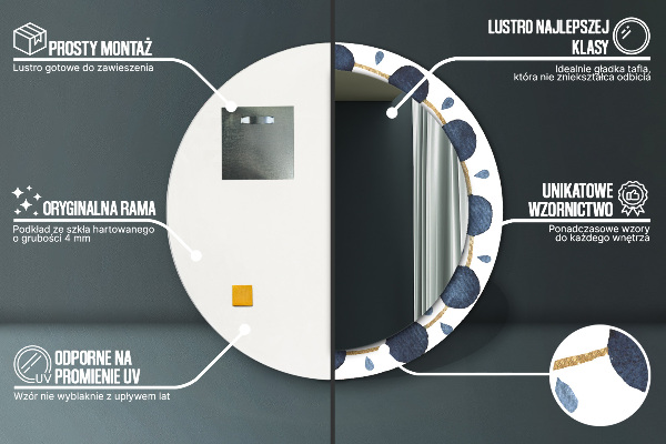 Kulaté zrcadlo rám s potiskem Měsíční mandala
