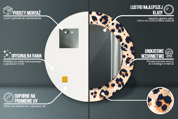 Kulaté zrcadlo rám s potiskem Divoký vzorec