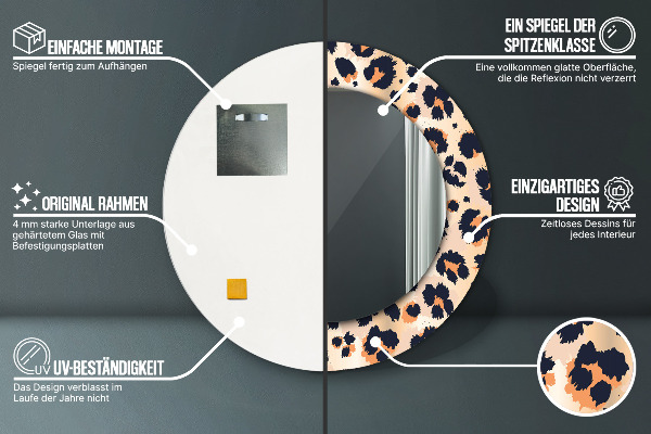 Kulaté zrcadlo rám s potiskem Divoký vzorec