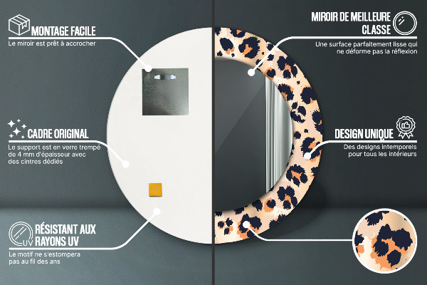 Kulaté zrcadlo rám s potiskem Divoký vzorec