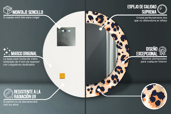 Kulaté zrcadlo rám s potiskem Divoký vzorec