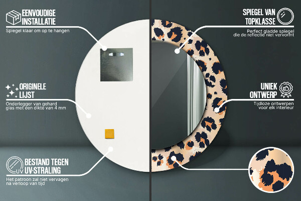 Kulaté zrcadlo rám s potiskem Divoký vzorec