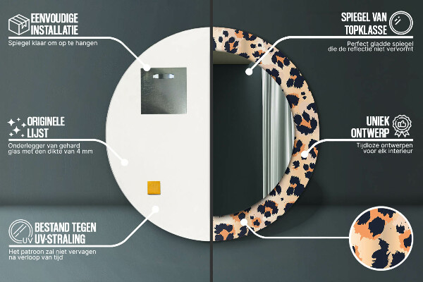 Kulaté zrcadlo rám s potiskem Divoký vzorec