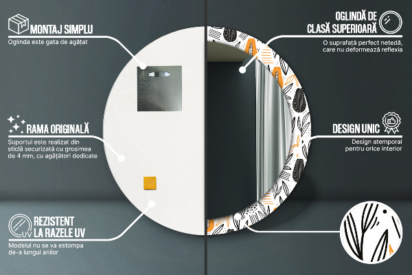 Kulaté zrcadlo rám s potiskem Papai vzor