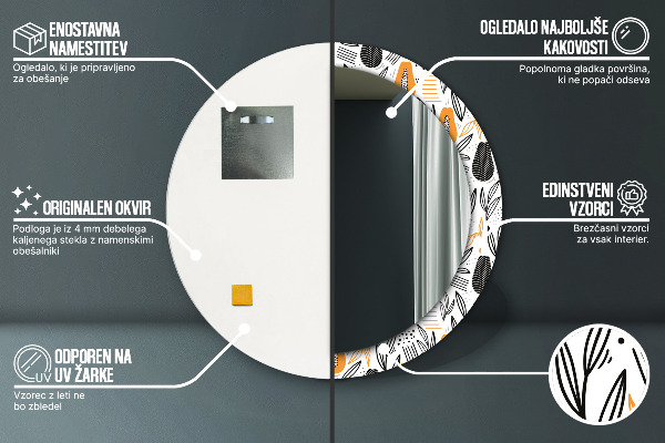 Kulaté zrcadlo rám s potiskem Papai vzor