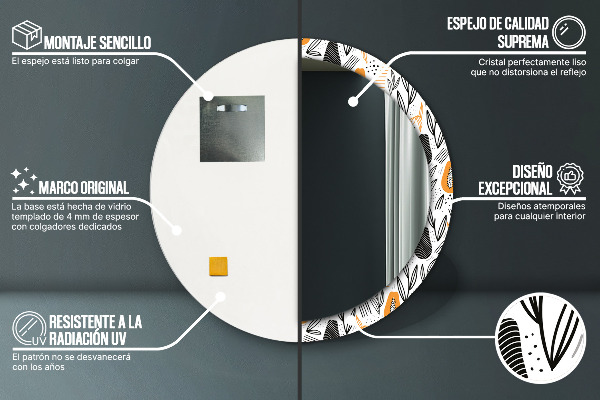 Kulaté zrcadlo rám s potiskem Papai vzor