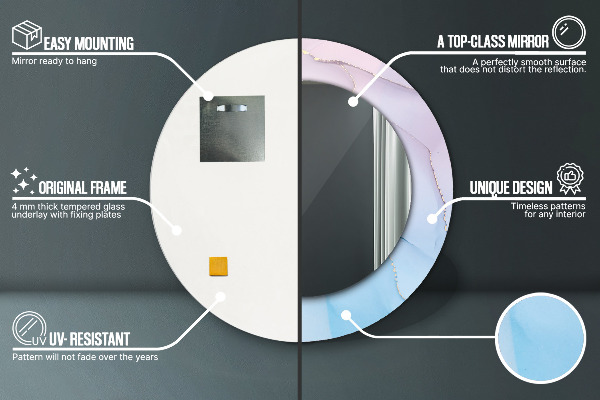 Kulaté zrcadlo rám s potiskem Moderní mramorová textura