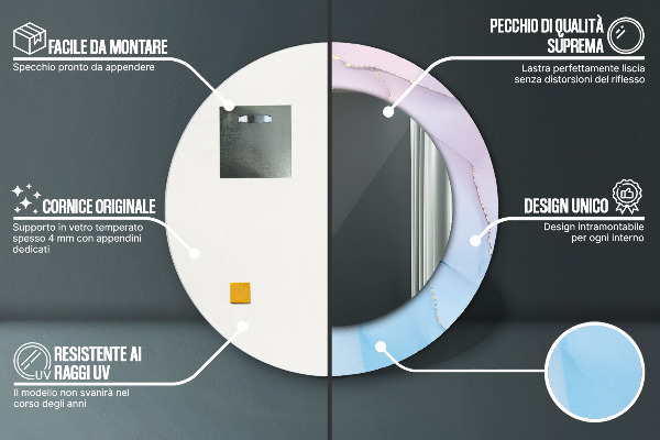 Kulaté zrcadlo rám s potiskem Moderní mramorová textura