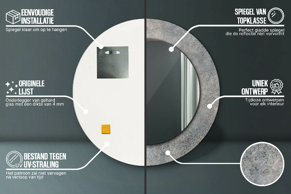 Kulaté zrcadlo s potiskem Vintage beton