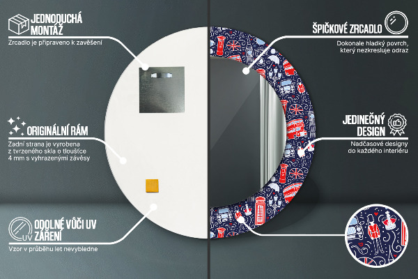 Kulaté zrcadlo s potiskem Londýnský symbol