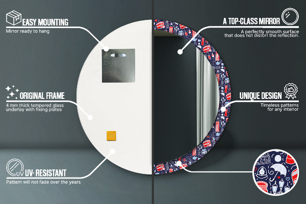 Kulaté zrcadlo s potiskem Londýnský symbol