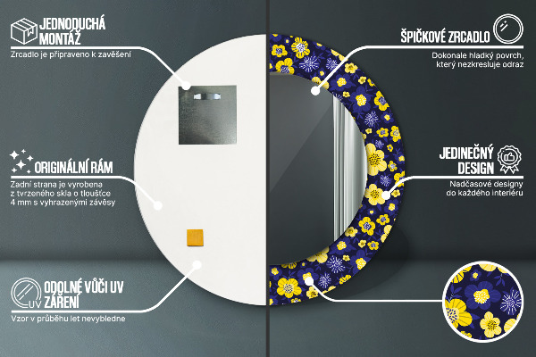 Kulaté zrcadlo s potiskem Sladké malé květy