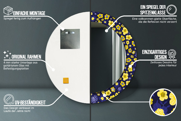 Kulaté zrcadlo s potiskem Sladké malé květy