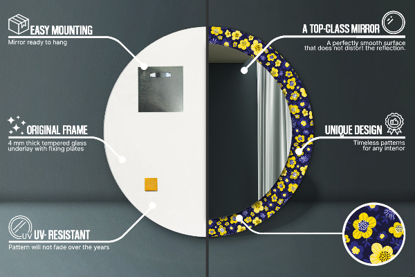 Kulaté zrcadlo s potiskem Sladké malé květy