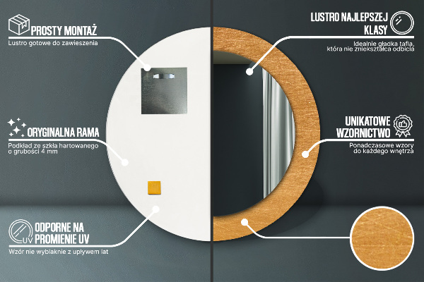 Kulaté dekorační zrcadlo Kovový povrch