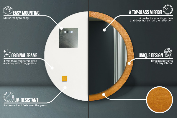 Kulaté dekorační zrcadlo Kovový povrch