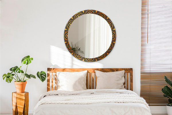 Kulaté dekorační zrcadlo Golden Mandala