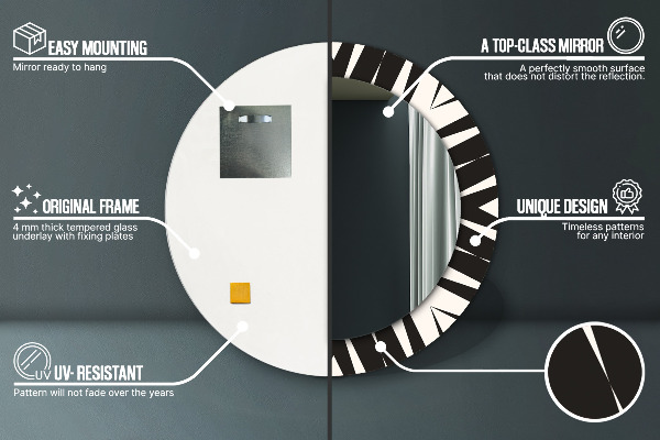 Kulaté dekorační zrcadlo na zeď Geometrie abstrakce