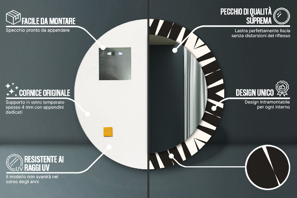 Kulaté dekorační zrcadlo na zeď Geometrie abstrakce