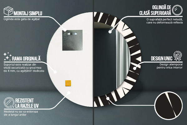 Kulaté dekorační zrcadlo na zeď Geometrie abstrakce