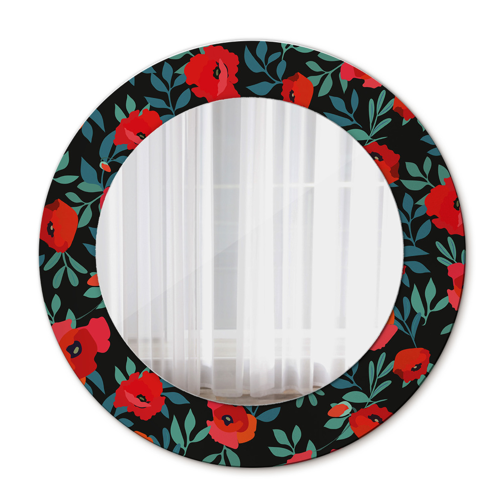 Kulaté dekorační zrcadlo Červené semeno máku