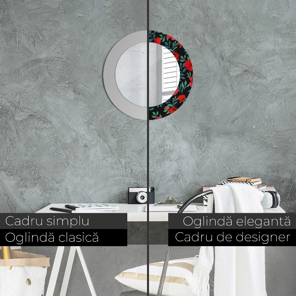 Kulaté dekorační zrcadlo Červené semeno máku